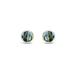 Sterling Silver Abalone 5mm Round Stud Earrings