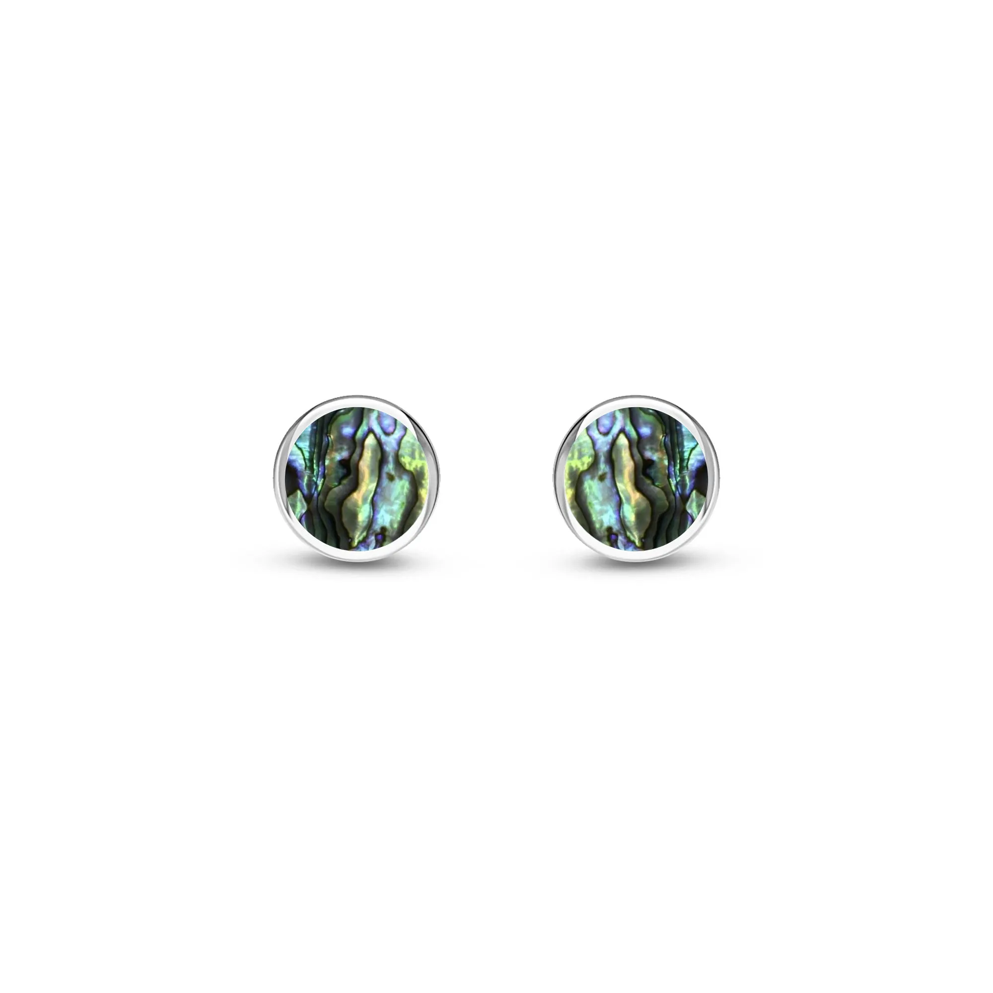 Sterling Silver Abalone 5mm Round Stud Earrings