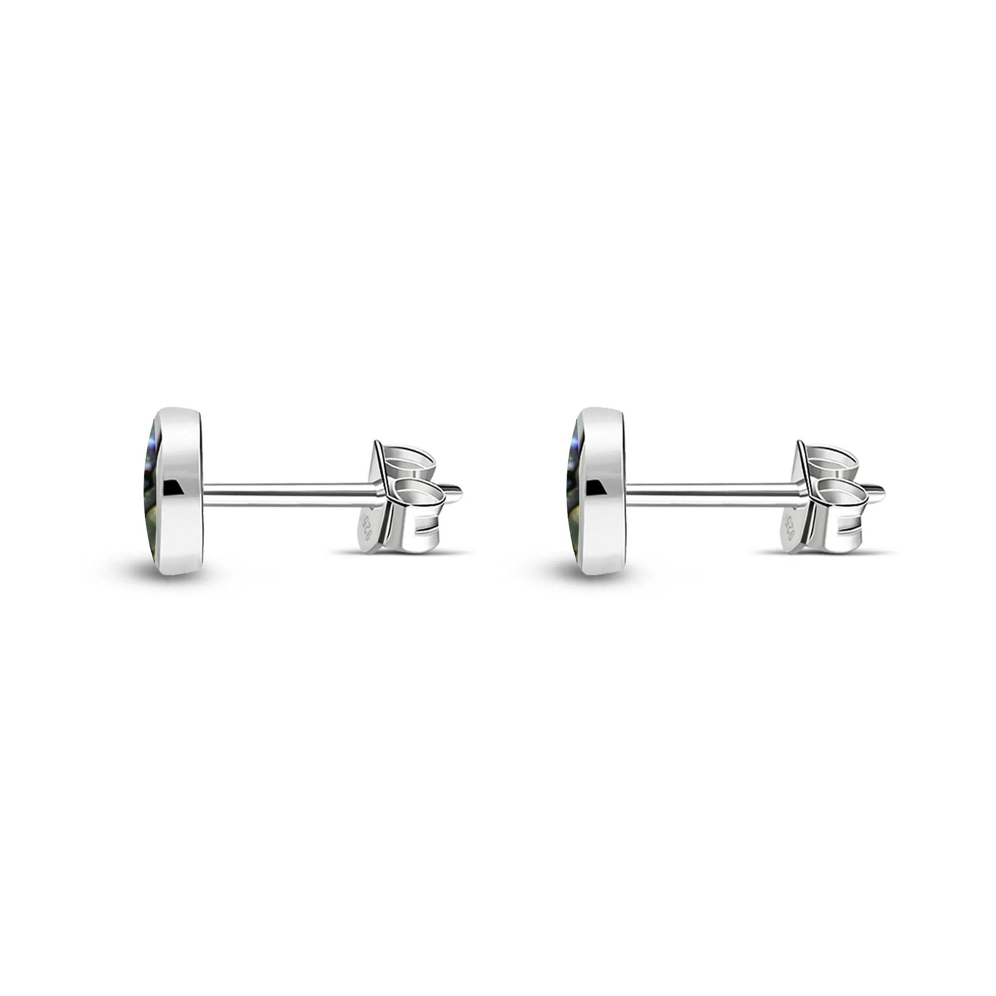 Sterling Silver Abalone 5mm Round Stud Earrings