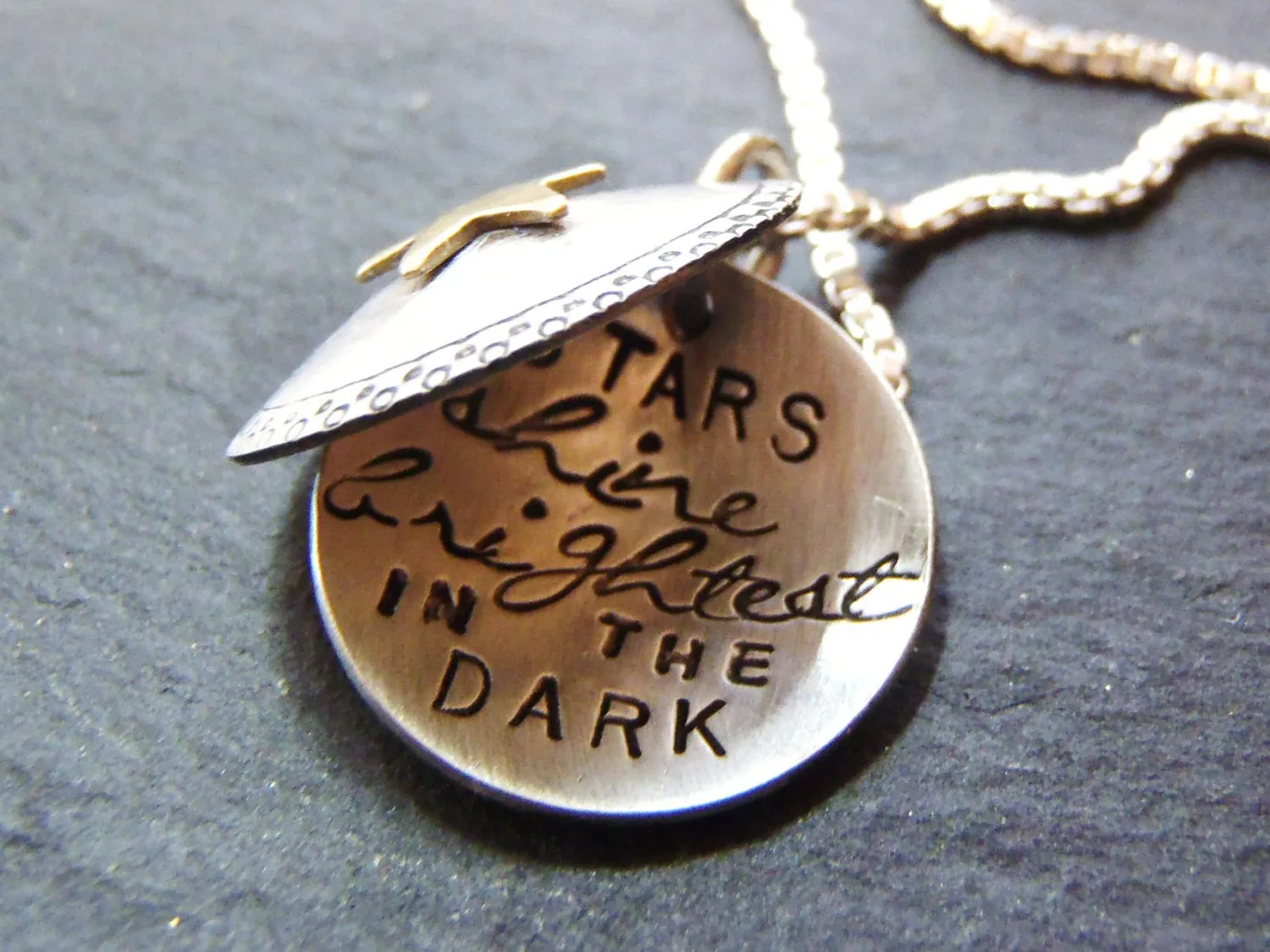 Sterling silver inspirational necklace star locket