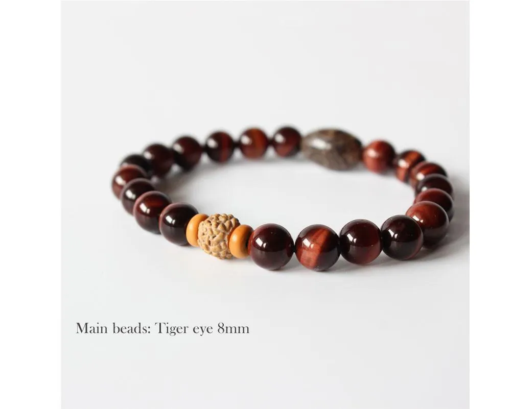 Tiger Eye Stone Tibetan Agate Beaded Bracelet