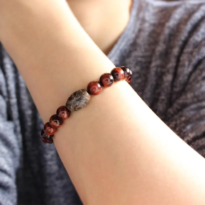 Tiger Eye Stone Tibetan Agate Beaded Bracelet