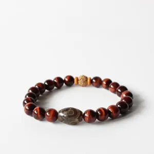 Tiger Eye Stone Tibetan Agate Beaded Bracelet