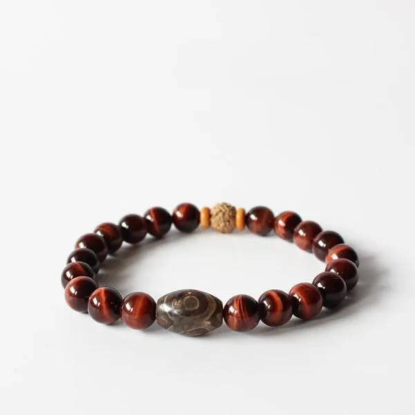 Tiger Eye Stone Tibetan Agate Beaded Bracelet