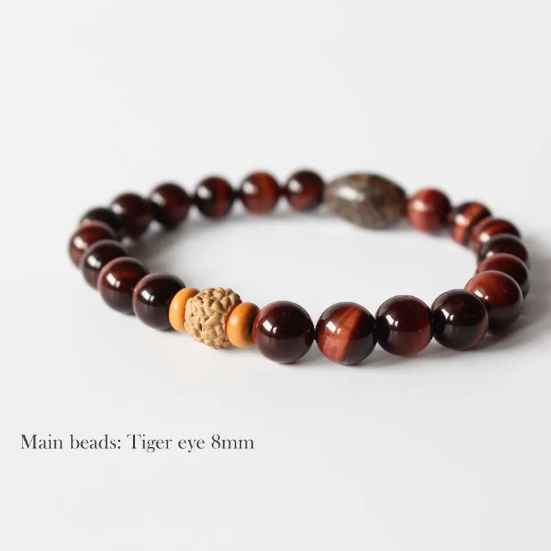 Tiger Eye Stone Tibetan Agate Beaded Bracelet