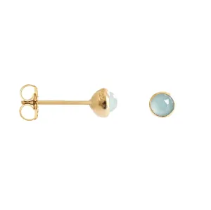 TINY PROTECT STUD EARRINGS - AQUA CHALCEDONY & GOLD