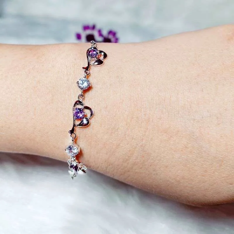 Trendy Heart Bracelet with Zircons