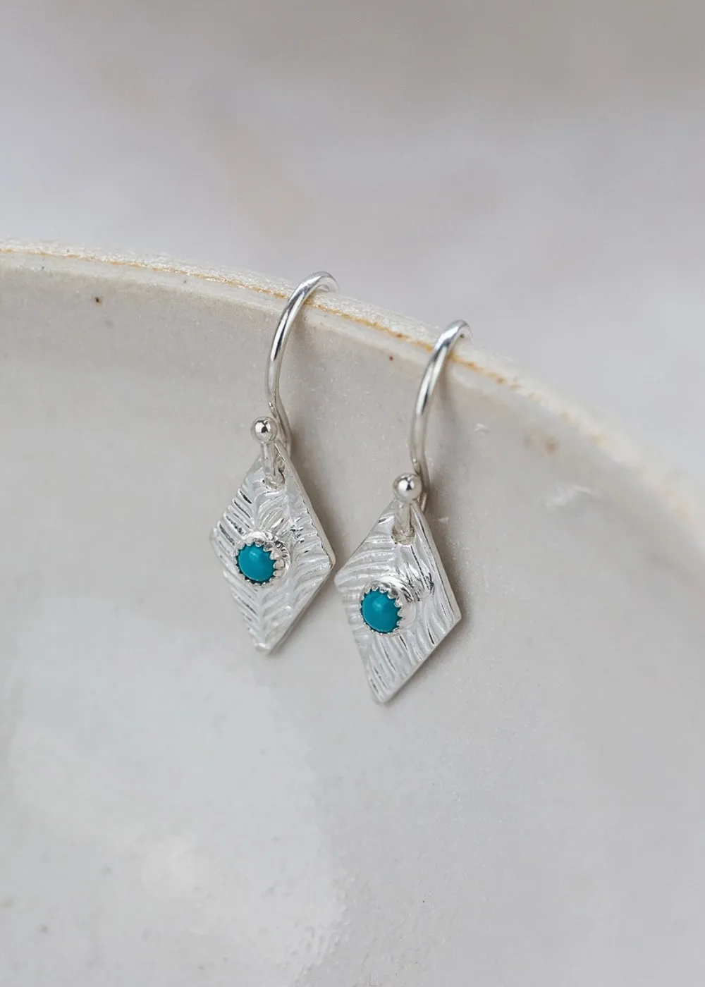 Turquoise Diamond Drop Hook Earrings
