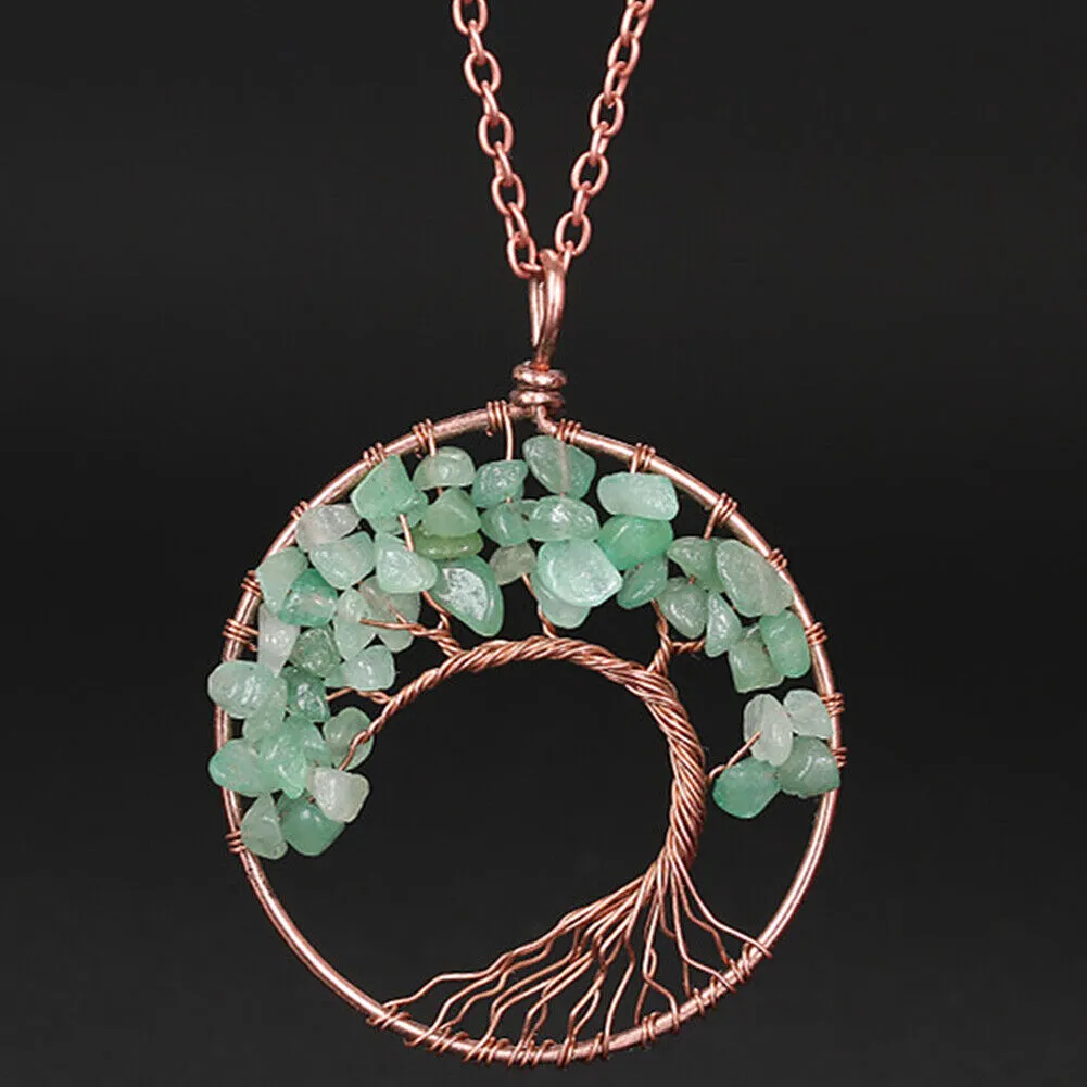 US Seven-Chakra Tree of Life Healing Energy Pendant Crystal Meditation Necklace