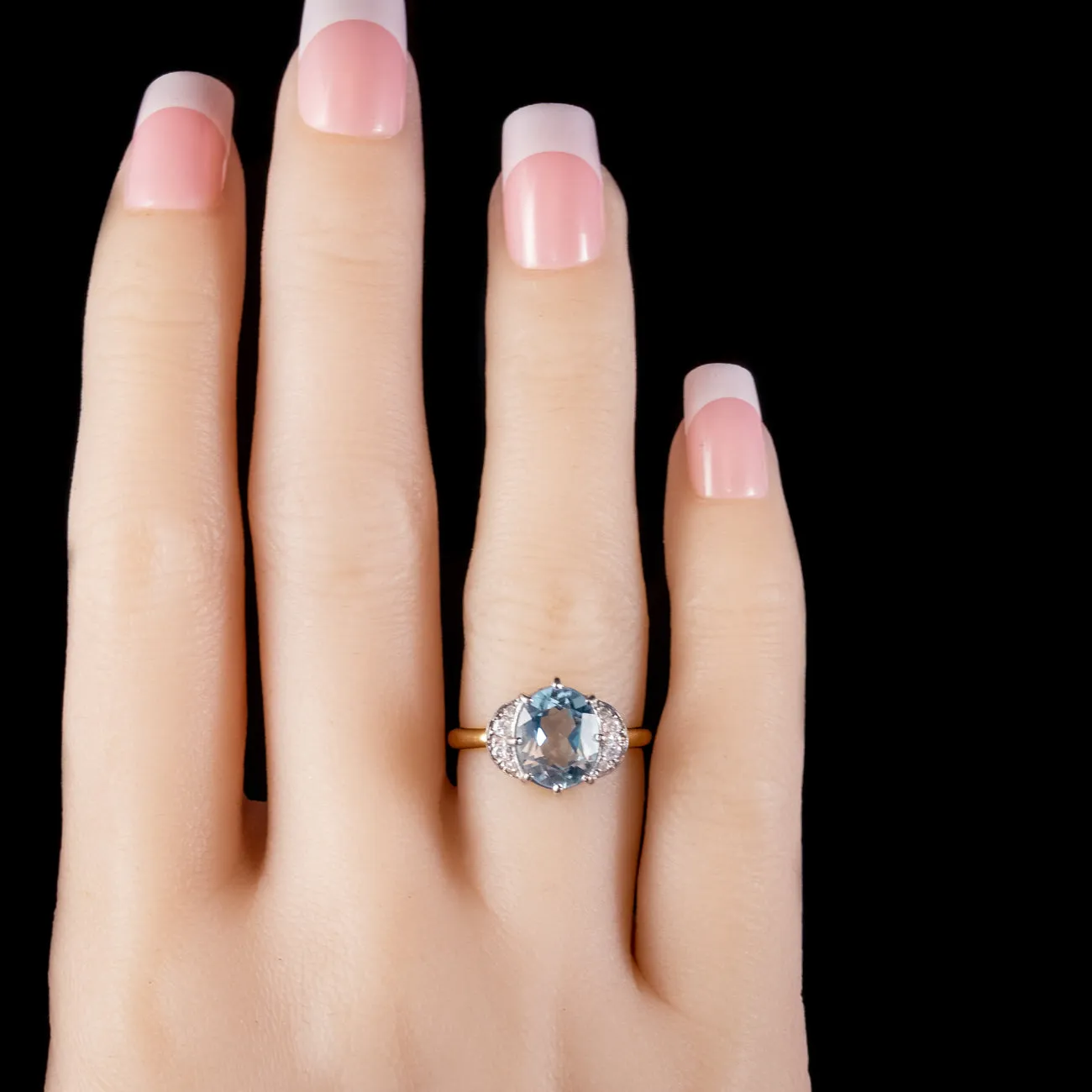 Vintage Aquamarine Diamond Ring 18ct Gold 2.40ct Aqua Dated 1989