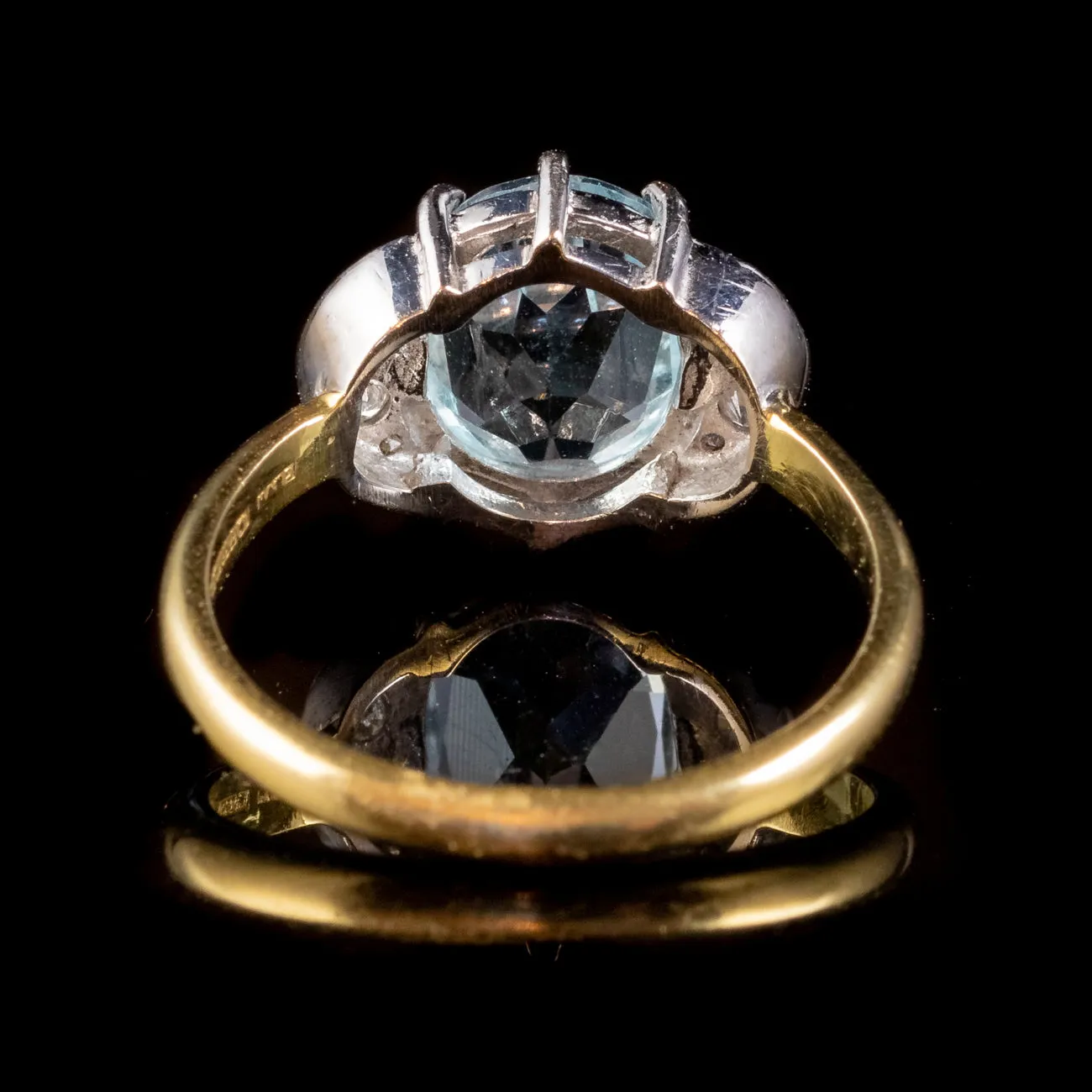 Vintage Aquamarine Diamond Ring 18ct Gold 2.40ct Aqua Dated 1989