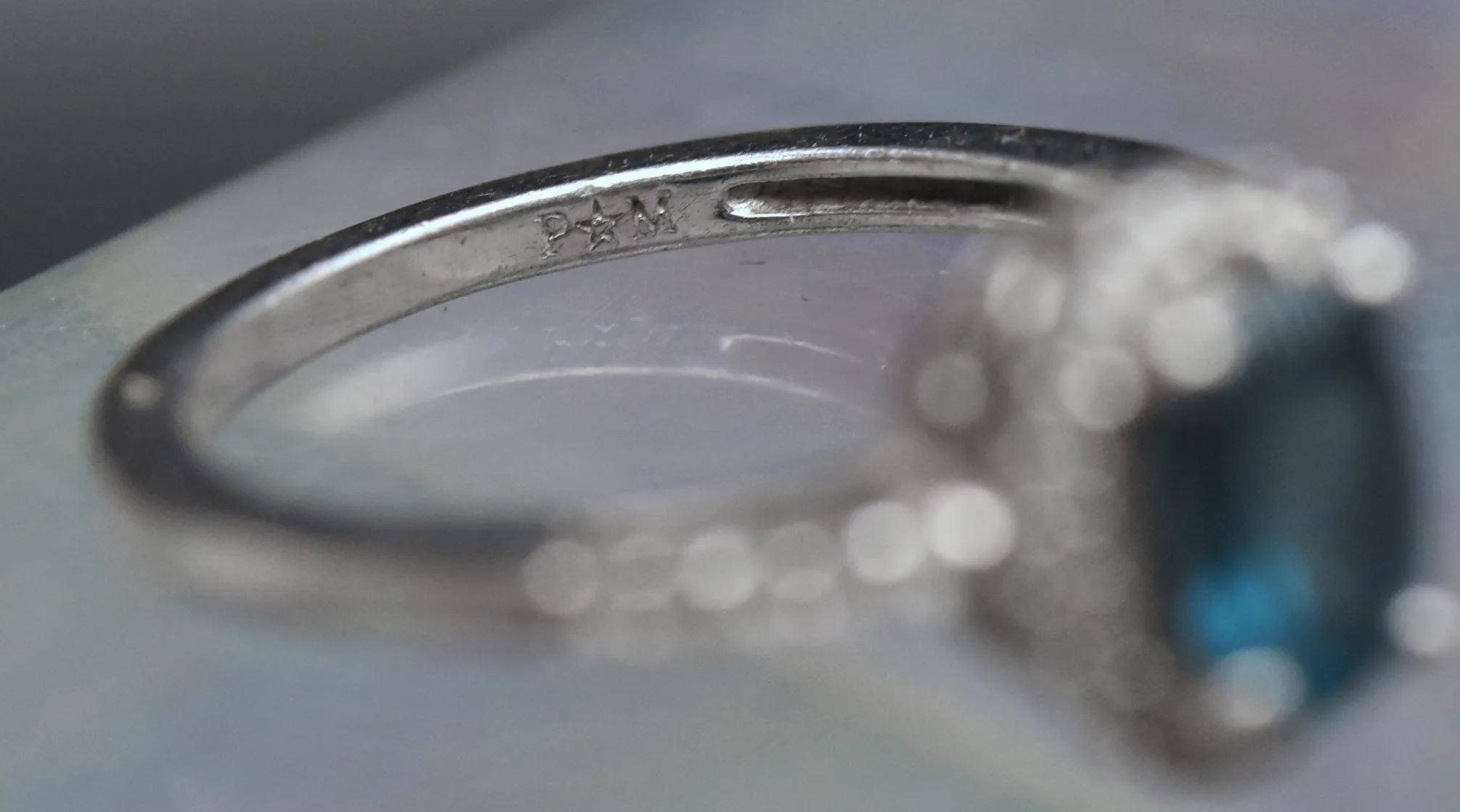 Vintage Blue Topaz Sterling Silver Halo Ring - Size 7