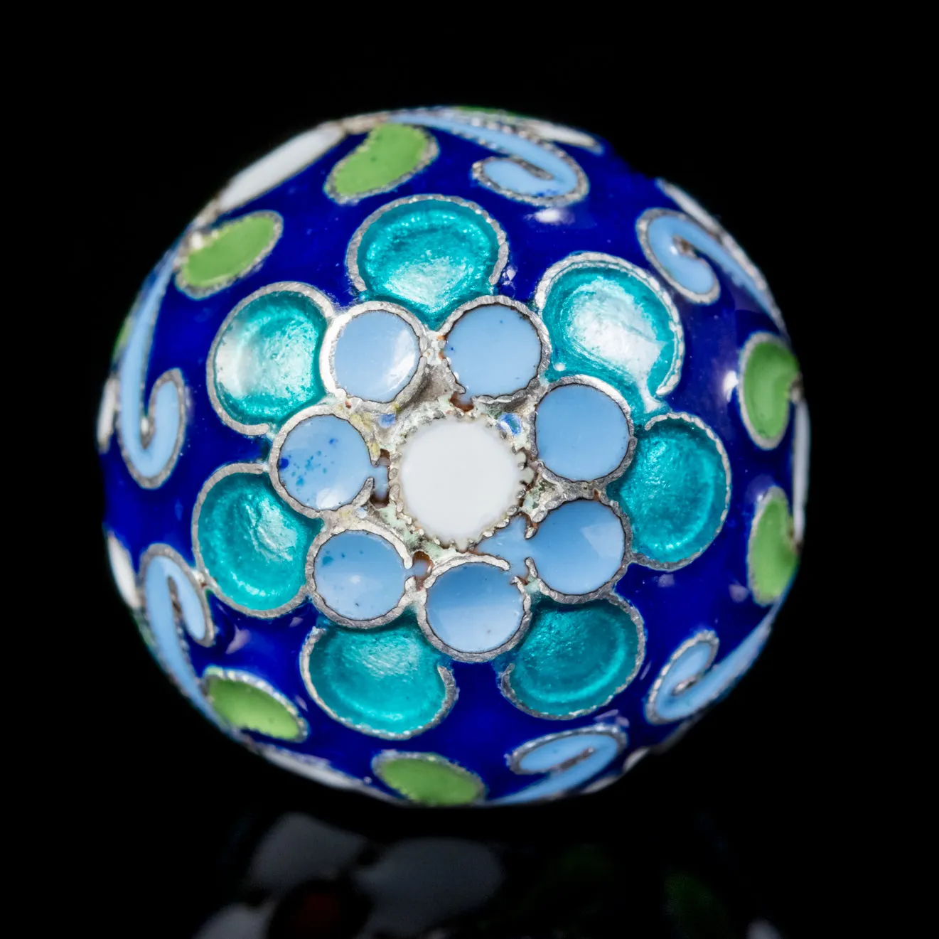 Vintage Egg Pendant Enamel Flowers Silver Circa 1930