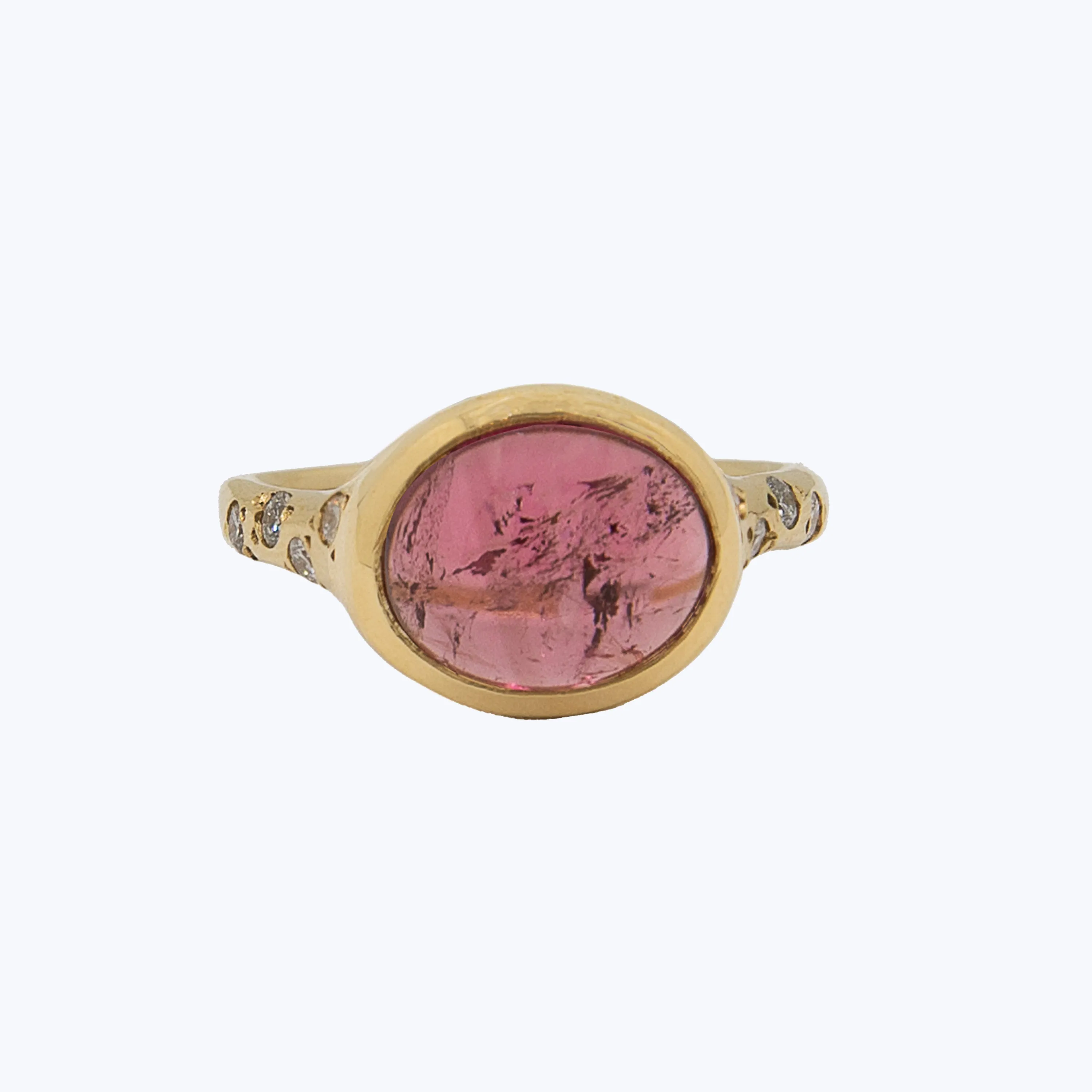 Watermelon Candy Rubellite and Diamond Ring