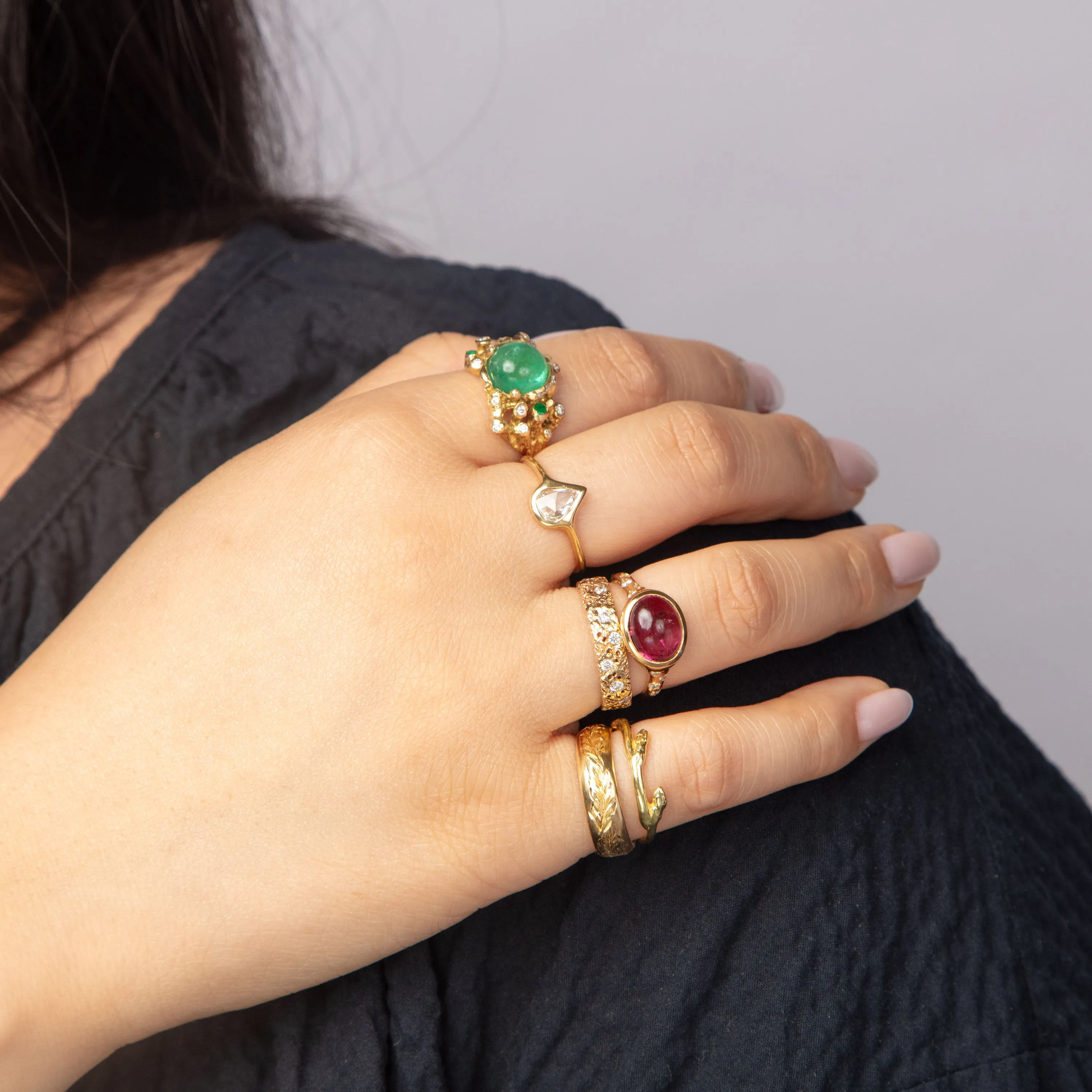 Watermelon Candy Rubellite and Diamond Ring