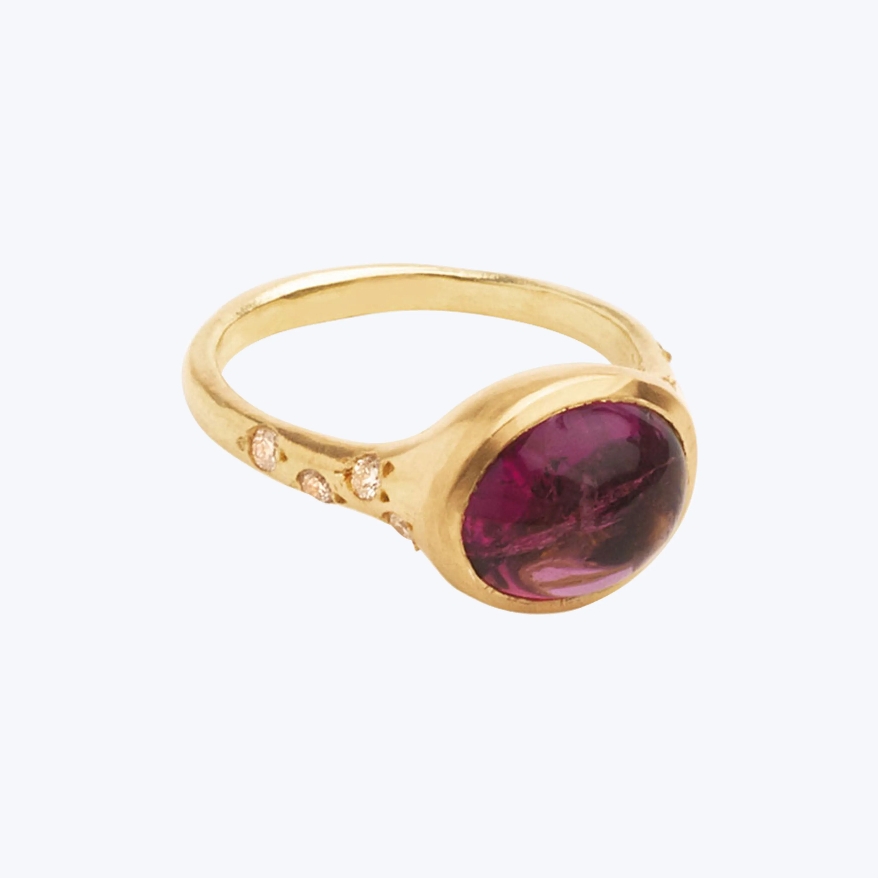Watermelon Candy Rubellite and Diamond Ring