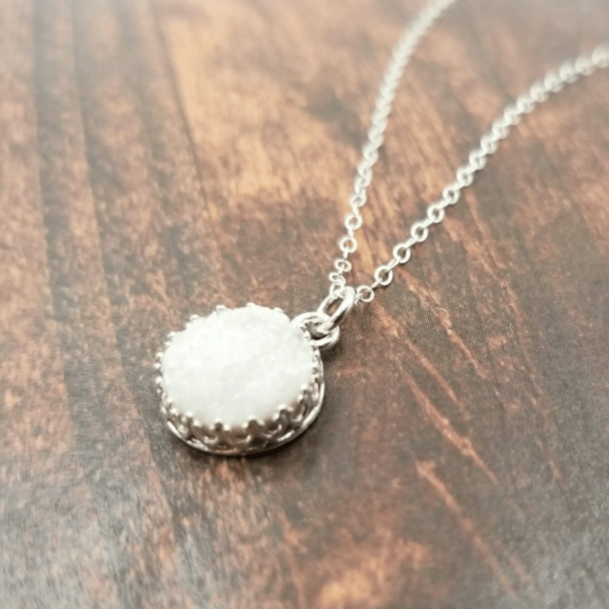 White Druzy Quartz Necklace