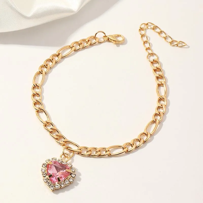 Wholesale bracelet gold love zircon peach heart JDC-BT-e0121