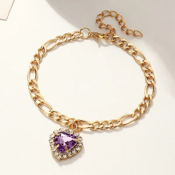 Wholesale bracelet gold love zircon peach heart JDC-BT-e0121
