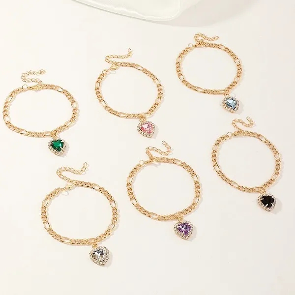 Wholesale bracelet gold love zircon peach heart JDC-BT-e0121