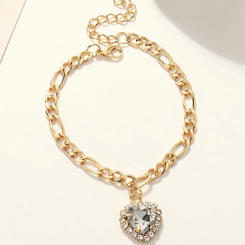 Wholesale bracelet gold love zircon peach heart JDC-BT-e0121