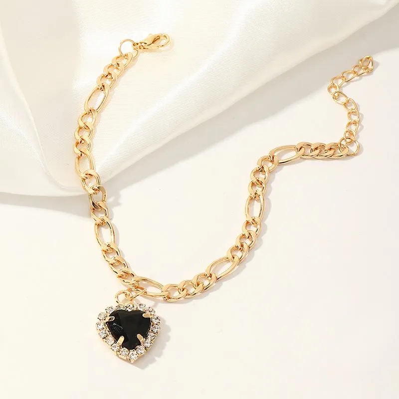 Wholesale bracelet gold love zircon peach heart JDC-BT-e0121