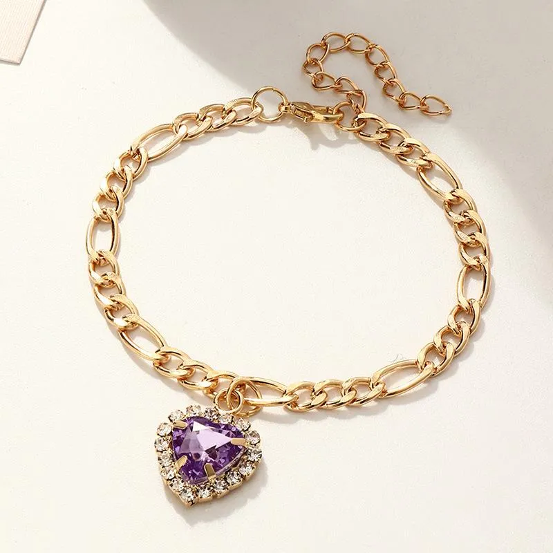 Wholesale bracelet gold love zircon peach heart JDC-BT-e0121