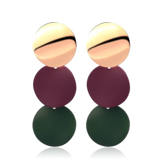 X&P New Korean Heart Statement Drop Earrings 2019 for Women Fashion Vintage Geometric Acrylic Dangle Hanging Earring Jewelry