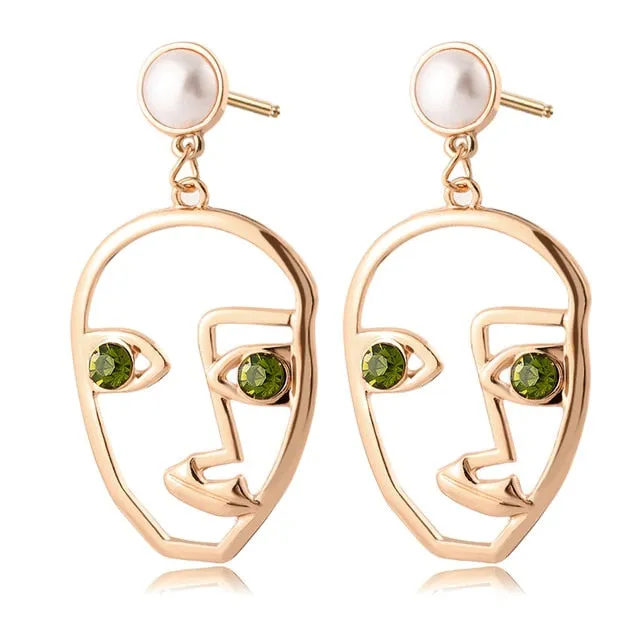 X&P New Korean Heart Statement Drop Earrings 2019 for Women Fashion Vintage Geometric Acrylic Dangle Hanging Earring Jewelry