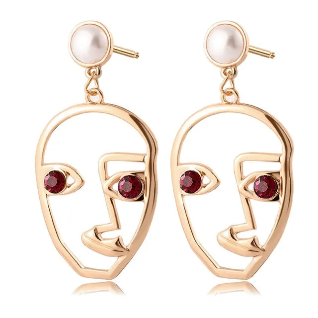 X&P New Korean Heart Statement Drop Earrings 2019 for Women Fashion Vintage Geometric Acrylic Dangle Hanging Earring Jewelry