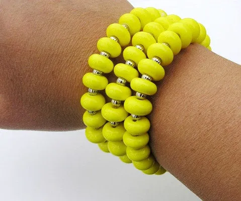 Yellow Glass Beaded Wrap Bracelet