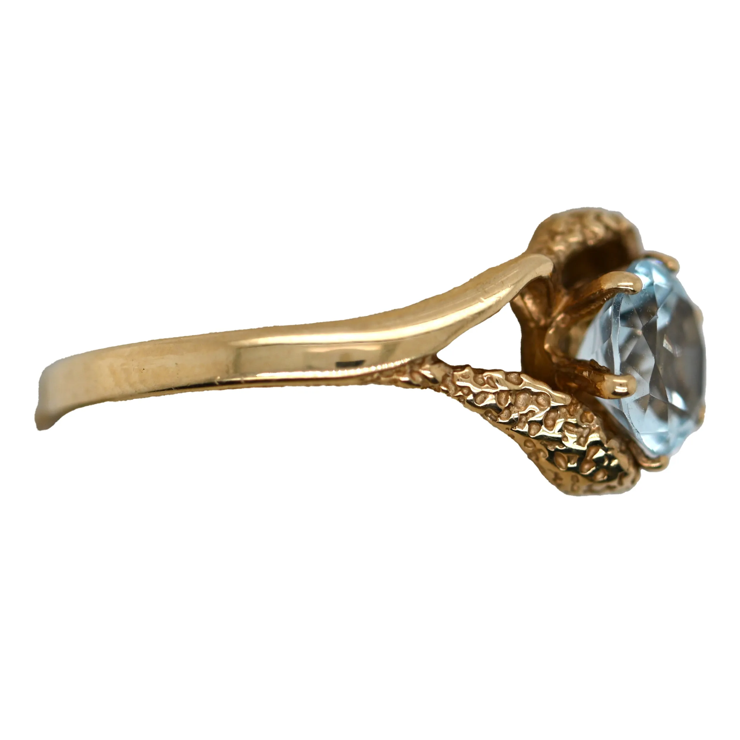 Yellow Gold Round Sky Blue Topaz Ring with Split Shank