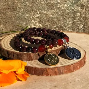 Zodiac Leo Bracelet | Garnet & Carnelian Crystal Bracelet