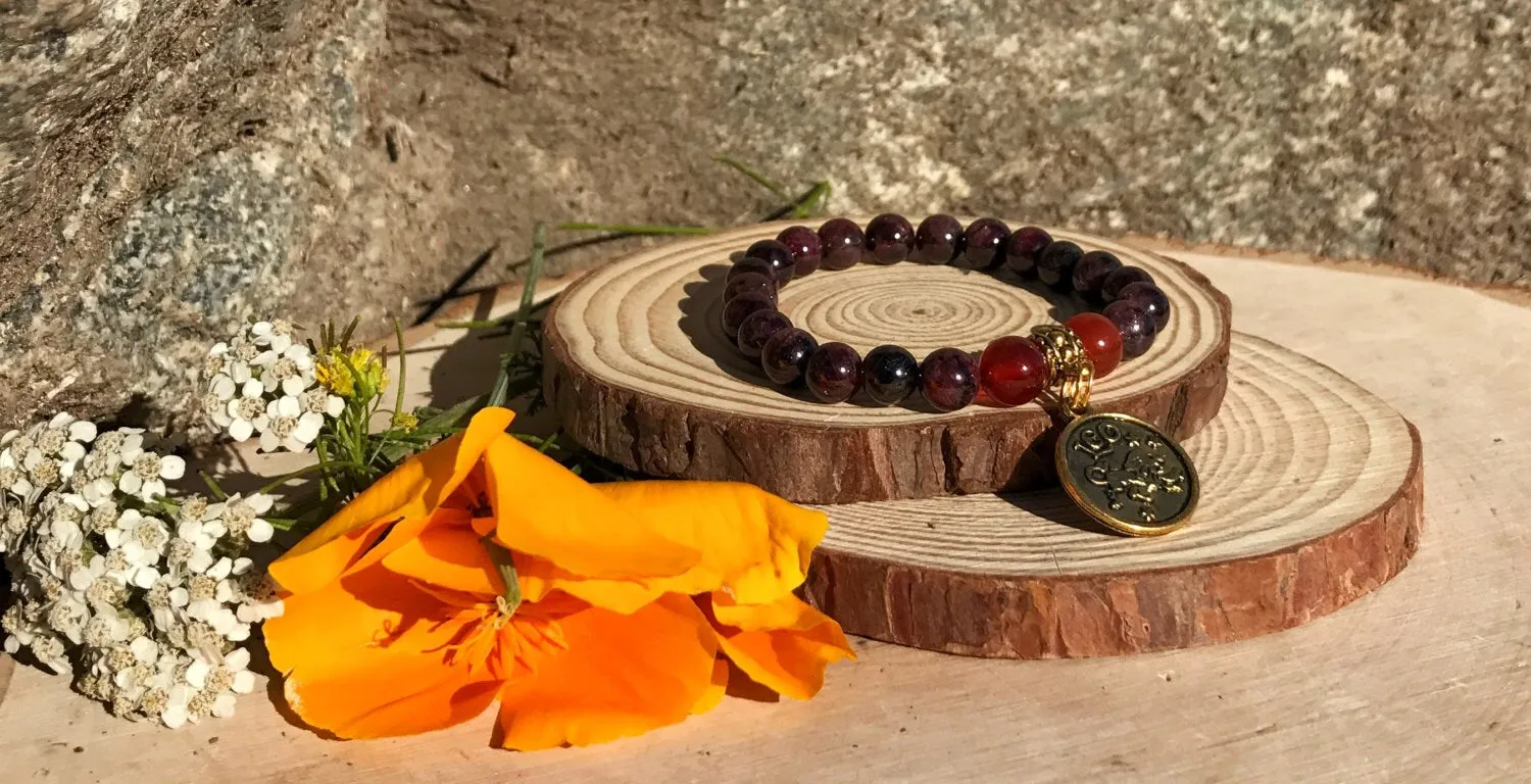 Zodiac Leo Bracelet | Garnet & Carnelian Crystal Bracelet